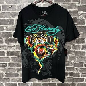 NWT Ed Hardy graphic t-shirt black green snake tiger